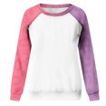 thumbnail image 4 of Liquidación de ICHUANYI, camiseta de manga raglán para mujer, cuello redondo suelto de color, jersey de manga larga, camiseta de manga larga con cuello redondo/camisa ICHUANYI WER202308170565, 4 of 7