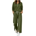 thumbnail image 2 of Xdegoge Womens 2 Piece Sweatsuits Half Zip Pullover Sweatshirt and Slit Wide Leg Pants Casual Lounge Sets Athletic Tracksuit, 2 of 9