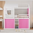 thumbnail image 4 of Harper & Bright Designs Full Over Full Bunk Bed with Under-Bed Storage, Wood Full Size Bunk House Bed with Tent and Windows, Pink+White, 4 of 17