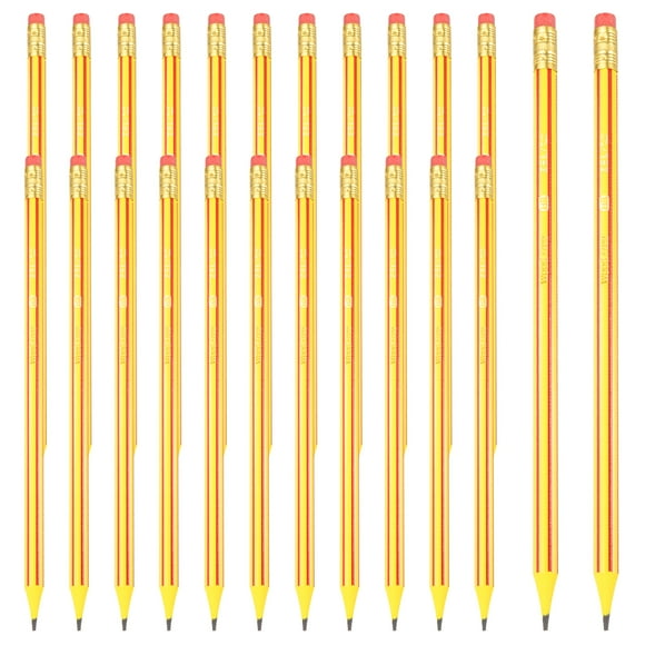 Lápices Redondos Uxcell, 24 Pcs Lápiz de Grafito HB con Borrador, Amarillo Rojo