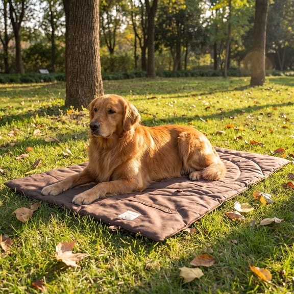 Waterproof Foldable Portable Dog Mat, Warm Washable Travel Pet Bed Cushion, Rollable 100% Polyester with Storage Pocket for Car, Outdoor Camping