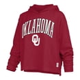 thumbnail image 2 of Women's Pressbox  Crimson Oklahoma Sooners Nelson Arch Over Logo Long Sleeve Hooded Slub T-Shirt, 2 of 3