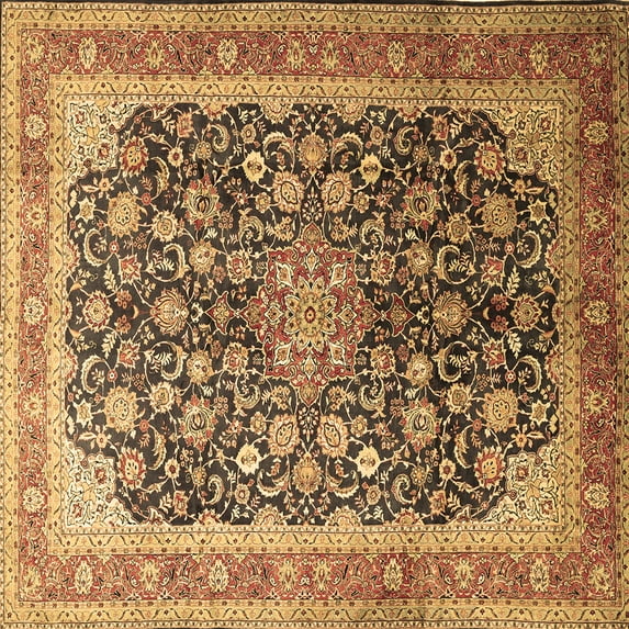 Ahgly Company Indoor Square Medallion Brown Traditional Area Rugs, 7' Square