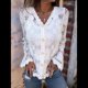 thumbnail image 4 of Blusa de Larga con Botones, Escote en V y Bordado con Recortes, Cárdigan de Media Calada S, 4 of 7