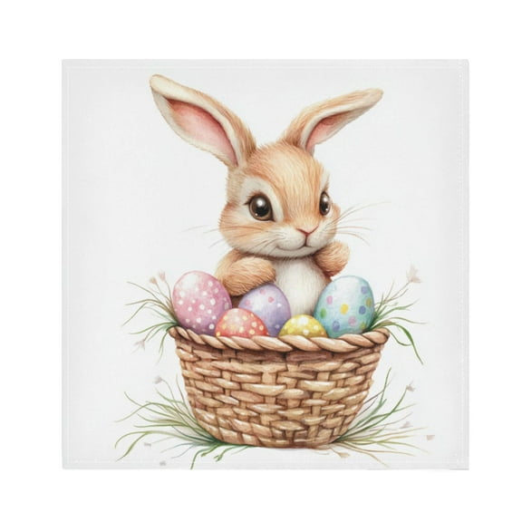 Satin Napkin Square 20 Inches Soft Smooth Decorative Napkins for Party Wedding Banquet and Dinner Cute Easter Bunny and Eggs