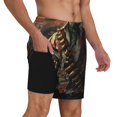 thumbnail image 2 of Balery Cowboy Iguana Floral Shirt Mens Swim Trunks Swim Shorts for Men Quick Dry Inseam Beach Shorts with Compression Liner Pocket-3X-Large, 2 of 9