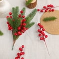 thumbnail image 4 of Ramas de pino navideñas con bayas rojas, tallos artificiales verdes para arreglos florales en árboles, decoración para el hogar, la oficina y centros de mesa navideños, 4 of 7