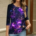 thumbnail image 4 of ZQGJB Cute Butterfly Print Shirts for Women Dressy Casual 3/4 Lenght Sleeve Round Neck Graphic T-Shitrs Top Loose Fit Comfy Tunic Tees Blouse Multicolor#13 XXXL, 4 of 6