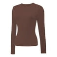 thumbnail image 5 of Women's Long Sleeve T-shirts Crew Neck Slim Fit Layered Crop Tops Soft Basic Tee, 5 of 5
