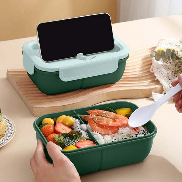 Fiambrera Bento aislante 1100ml – Compartimento hermético para alimentos con cubiertos, microondas y lavavajillas, plástico sin BPA, azul/rosa/verde