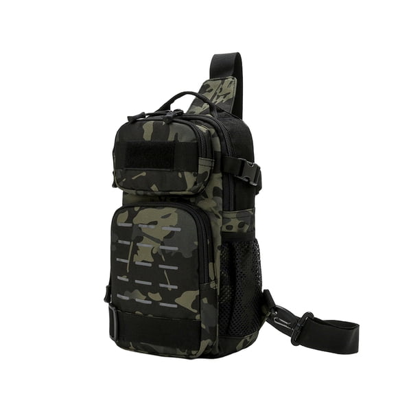 Qarigey extensible de tela con bandolera transpirable para acampar y escalar, bolsa de pecho, capacidad para equipo de Camping Bolsas de mensajero y de hombro Noche oscura