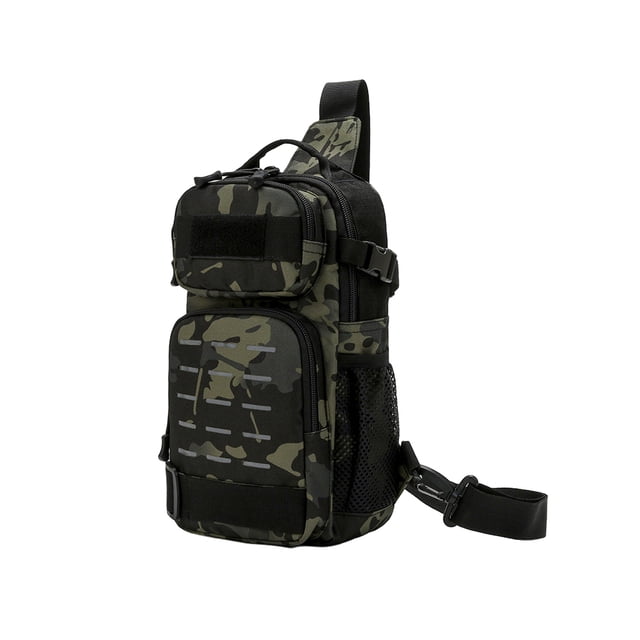 Qarigey Bolsa de pecho ligera e impermeable para hombre, adecuada para acampar y hacer senderismo, bandolera, capacidad de bolsa de pecho Bolsas de mensajero y de hombro Noche oscura