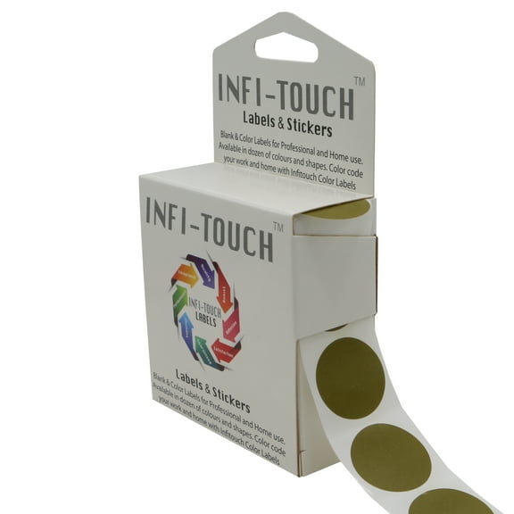 Infi-Touch Labels 1 inch Round Permanent Color-Code Dot Stickers, 1000 per Dispenser Box (Olive)