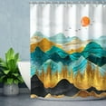 thumbnail image 2 of Mountain Shower Curtain, Forest Shower Curtain, Nature Shower Curtain, Waterproof Cool Art Tree Shower Curtain, Sunset Landscape Birds Shower Curtains for Bathroom, 72W x 72H Inch, 2 of 6