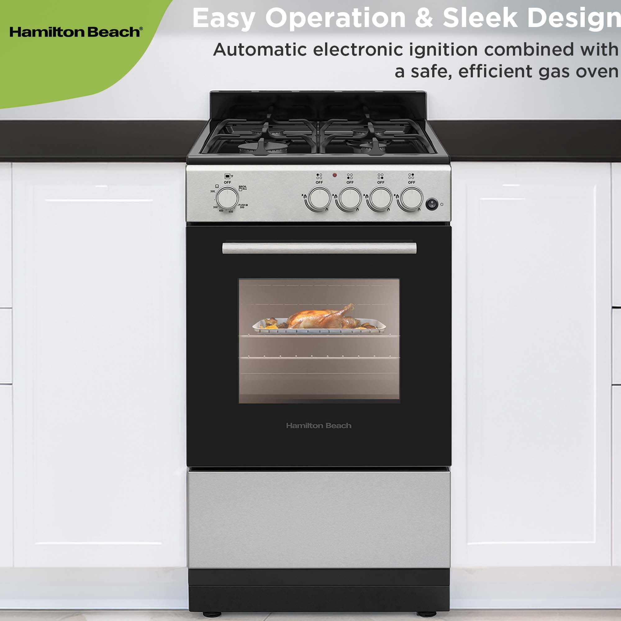 Hamilton Beach 20" Gas Range, Stainless Steel and Black