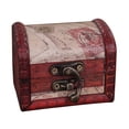 thumbnail image 1 of Visland Retro Stamp Style Metal Lock Wooden Jewelry Storage Box Treasure Necklace Case, 1 of 6