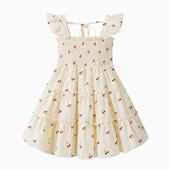 Quealent Toddler Girl Dress Kids Sleeveless Ruffle Dresses for Girls Summer Outfits Beach Sundress (Red, 5-6 Years)