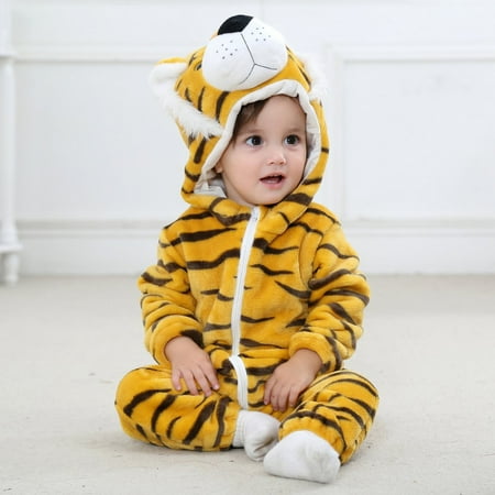 

Baby Fleece Jumpsuit Outfit Hooded Cartoon Animal Winter Coat Infant Rompers Toddler Clothing Bodysuit