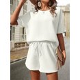 thumbnail image 3 of Women's Relaxed T Shirt and Drawstring Shorts Set, Casual Summer Two Piece Outfit, 3 of 5