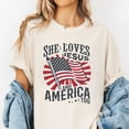 thumbnail image 2 of She Loves Jesus and America Too T-Shirt – Christian Patriotic USA Flag Burst Tee for Women, Faith and Freedom Shirt, 4th of July Religious Graphic Top, 2 of 7