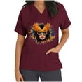 thumbnail image 3 of lcziwo Mardi Gras Scrub Tops for Women 2025 Nursing Uniforms Scrubs with Side Pockets Summer Casual Short Sleeve V Neck Tshirts Wine L Prime Day Sales Today 2025, 3 of 6