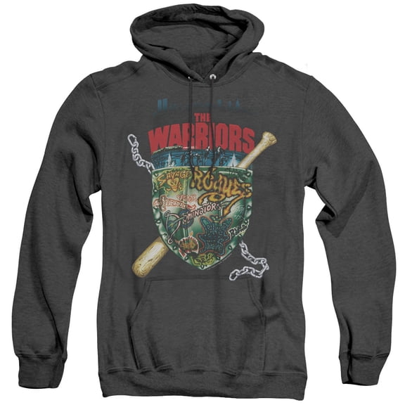 Warriors Shield Adult Heather Hoodie Sweatshirt Black