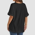 thumbnail image 6 of Womens Oversized Crewneck Short Sleeve T-Shirt - 60% Polyester Blend, Rolled Sleeves Design, Casual Basic Top for Summer Daily Wear, 6 of 7