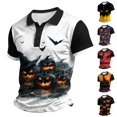 thumbnail image 2 of IAJDKMEK Halloween Men's Polo Short Sleeve Shirt - Breathable Button-Down Knit Shirt, Lightweight Summer Shirt for Party, Daily Summer, Golf Shirt & Costume Events,Yellow 2XL, 2 of 7