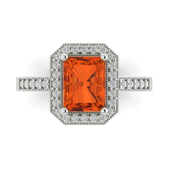 Halo Engagement Ring for Women - 2.78ct Simulated Red Diamond in 18K White Gold Promise Ring