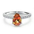 thumbnail image 3 of Gem Stone King 10K White Gold Ecstasy Mystic Topaz and E - F Lab Grown Diamond Engagement Ring for Women | 1.87 Cttw | Pear Shape 9X6MM | Gemstone November Birthstone | Size 9, 3 of 6