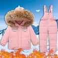 thumbnail image 2 of Snowsuit Toddler New Boys and Girls Winter Fashion Outdoor Children's Hooded Thick Warm Printed Ski Suit Set Style B-17 Pinky 5 Years, 2 of 7