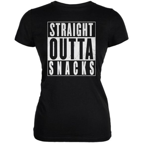 Straight Outta Snacks Black Juniors Soft T-Shirt - 2X-Large