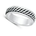 thumbnail image 4 of Spinner Rope Design Promise Ring .925 Sterling Silver Band Jewelry Female Male Unisex Size 8, 4 of 4