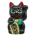thumbnail image 2 of Japanese Luck Fortune Charm Black Beckoning Cat Maneki Neko Money Bank Statue 5", 2 of 6