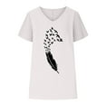 thumbnail image 4 of cfhntfmh Summer Tops for Women Short Sleeve V Neck Cotton Linen T Shirts Printed Casual Loose Blouses Fashion Outfits, 4 of 6