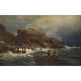 thumbnail image 2 of Hans Fredrik Gude 14x11 Black Ornate Wood Framed Double Matted Museum Art Print Titled: A Norwegian Seaport (1882), 2 of 5