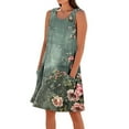 thumbnail image 3 of Womens Summer Dresses Plus Size Sleeveless Crew Neck Women's Trendy Casual Multicolor Print Beach Midi Tank Dress with Pockets XL, 3 of 6
