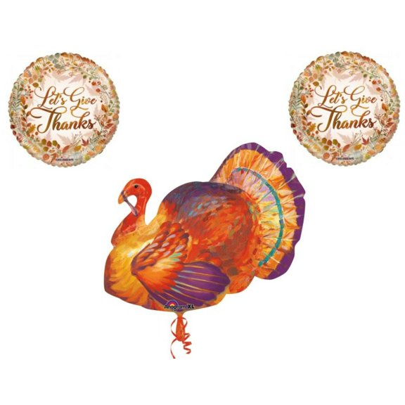 3 pc Happy Thanksgiving Dinner Turkey Party Balloons Decorations Supplies