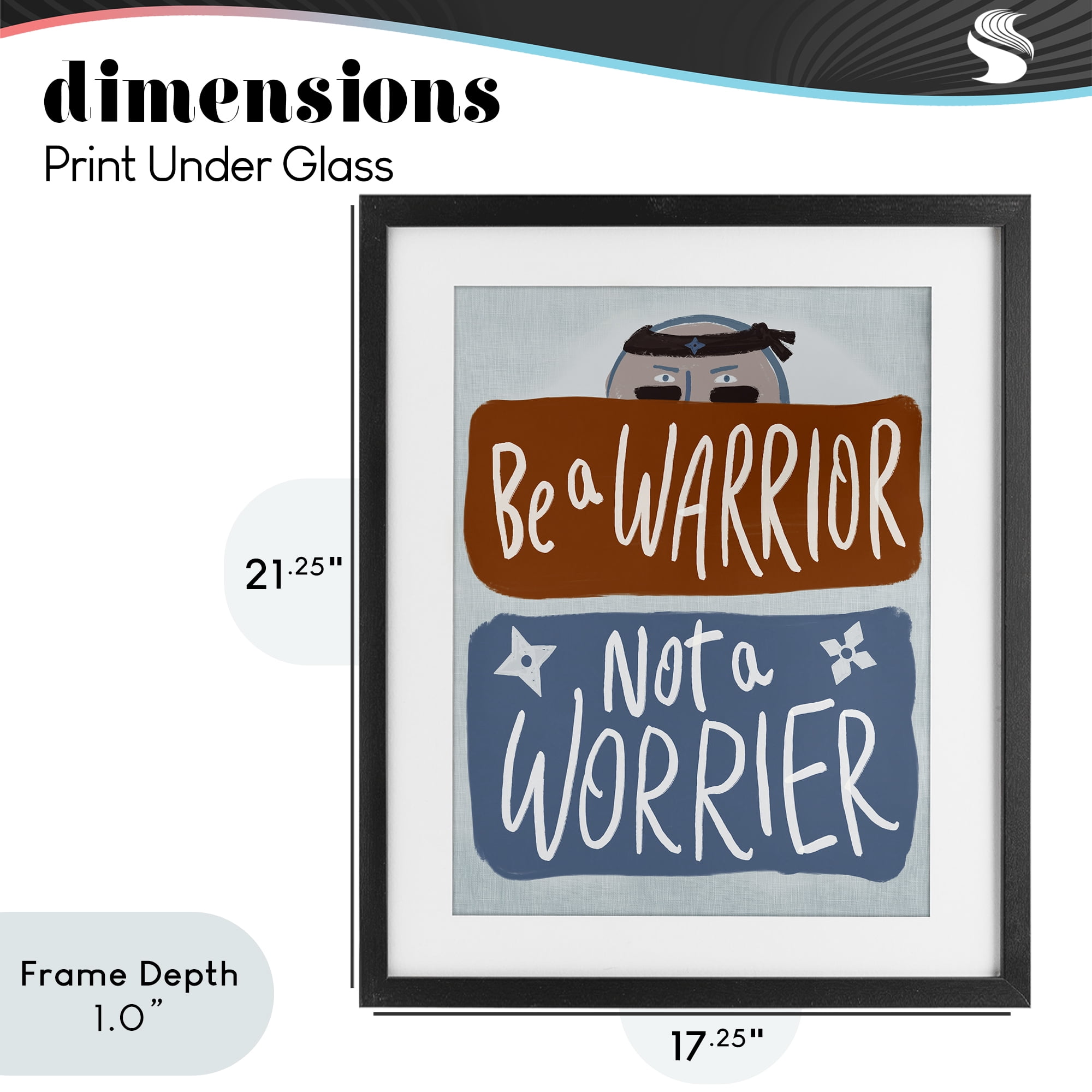 Stupell Industries Warrior Not Worrier Black Framed Print Under Glass, design by Connie Summers