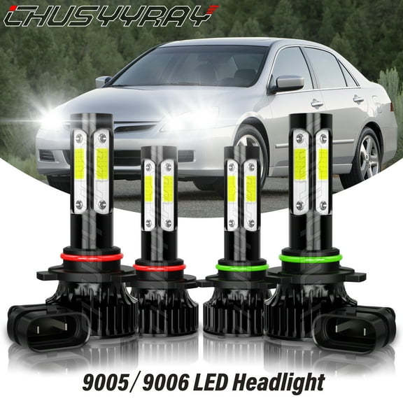 For Honda Accord 2003 2004 2005 2006 2007 LED Headlight Bulbs Hi-Lo Beam 9005 9006 4x 6000K White