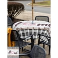 thumbnail image 5 of Outdoor Tablecloth with Umbrella Hole for Patio/Picnic/Party/Camping, Spring Flowers Waterproof Table Cloth Square Cover Washable, Farmhouse Watercolor Black Plaid Wood Grain (54"x 54"), 5 of 8