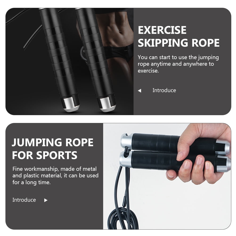 ELAYARD Heavy Duty Fitness Jump Rope Set in Black - and Adjustable for Workout Training