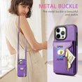 thumbnail image 4 of ELEHOLD for Apple iPhone 15 Plus Zipper Pocket Case, Flip PU Leather Wallet Crossbody Shoulder Strap Lanyard Case with Credit Card Holder Women RFID Blocking Protective Purse Cover, purple, 4 of 7