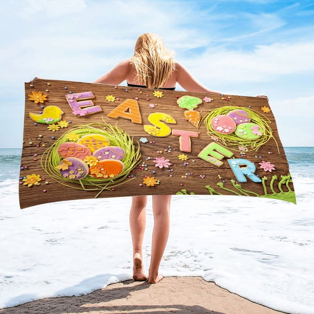 Easter Decorations Microfiber Beach Towel Super Lightweight Colorful Bath Towel Sandproof Beach Blanket Multi-Purpose Towel For Travel Swimming Pool 30x60 Inch