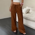 thumbnail image 4 of Pants for Women Cotton Linen Embroidered Wide Leg Pants Spring and Summer Loose High Waist Straight Casual Pants, 4 of 6