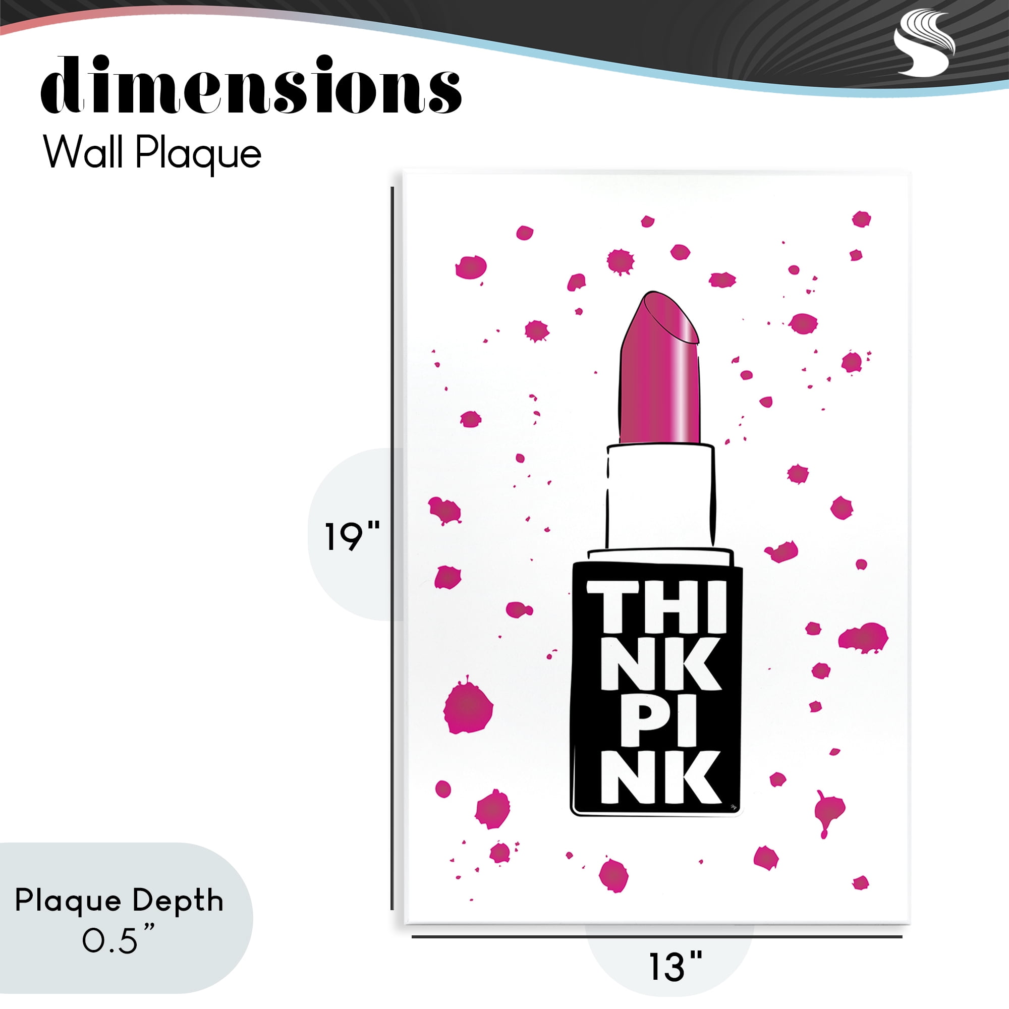 Stupell Industries Think Pink Lipstick Wall Plaque Art, design by Martina Pavlova