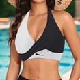 thumbnail image 2 of DHFJKG Womens Bikini Top Bathing Suit Open Back Halter Self Tie V Neck Floral Swimwear Tops Stylish Beachwear, 2 of 5