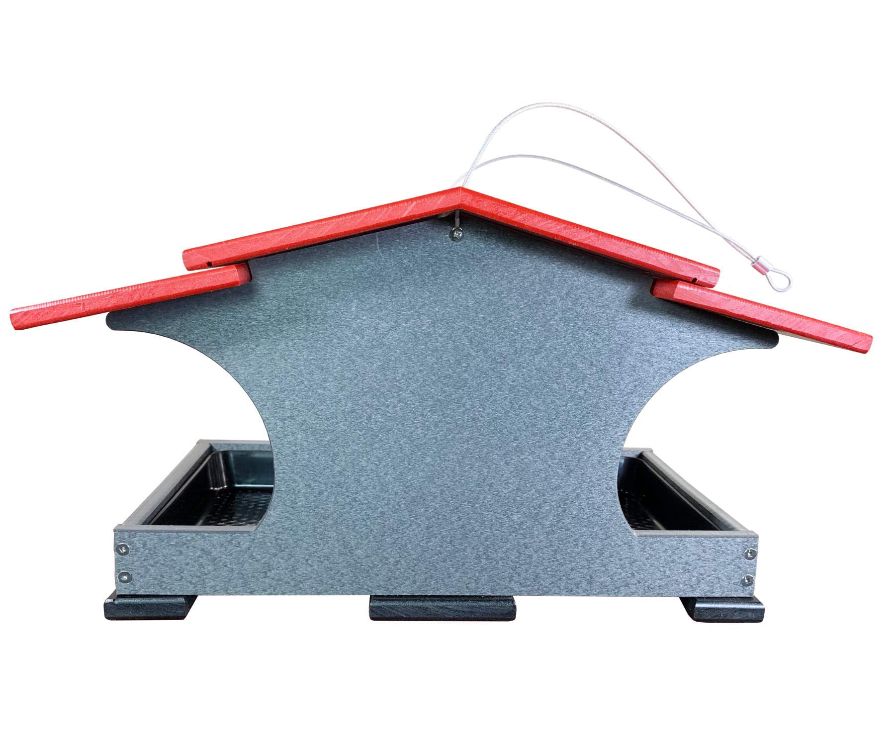 JCs Wildlife Large Poly Hopper Bird Feeder (Cardinal Red/Gray)