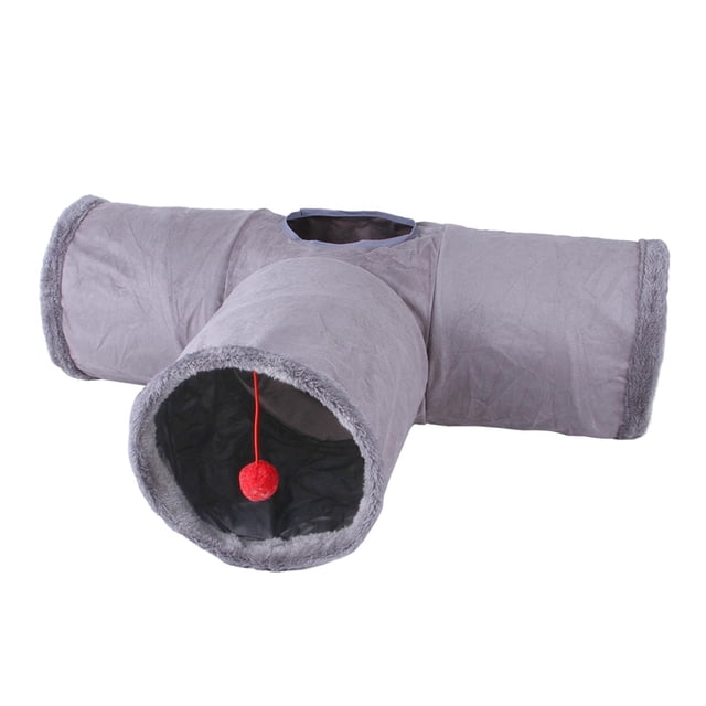 TISHITA Cat Tunnel Tube Pet Interactive Toy Collapsible Hole Play Puppy Rabbits Gray