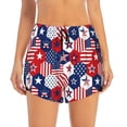 thumbnail image 2 of KLL American Stars2 Pattern Shorts Women,Athletic Shorts High Waisted Running Shorts Pocket Sporty Short Gym Elastic Workout Shorts-Small, 2 of 7